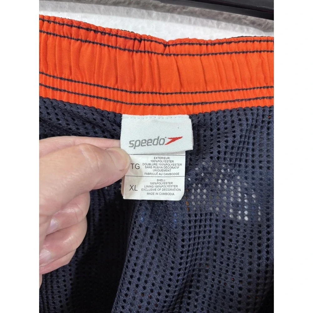 Speedo Swim Trunks Mens XL Blue Orange Floral Hawaiian Board Shorts Lined